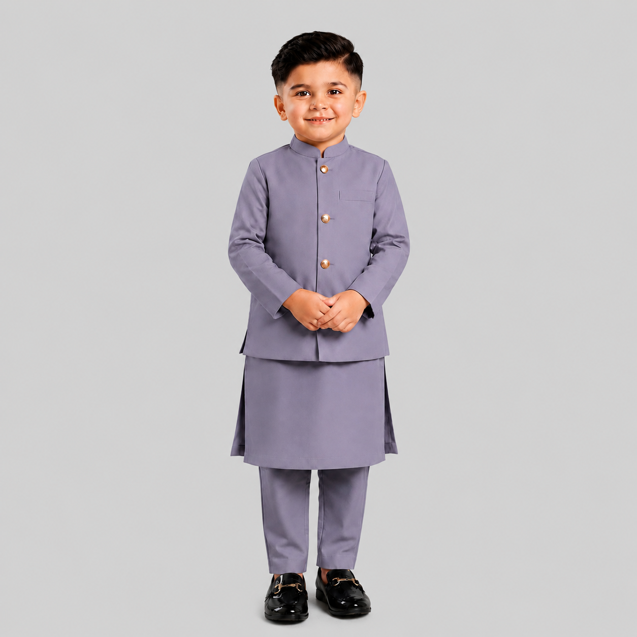 Ash Purple Waistcoat & Kurta Pajama